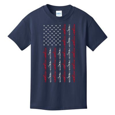 Vintage Submarine American Flag Funny 4th Of July Kids T-Shirt
