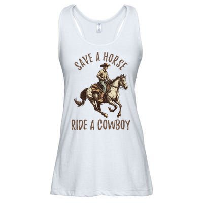 Vintage Save A Horse Ride A Cowboy Horseback Riding Horses Ladies Essential Flowy Tank