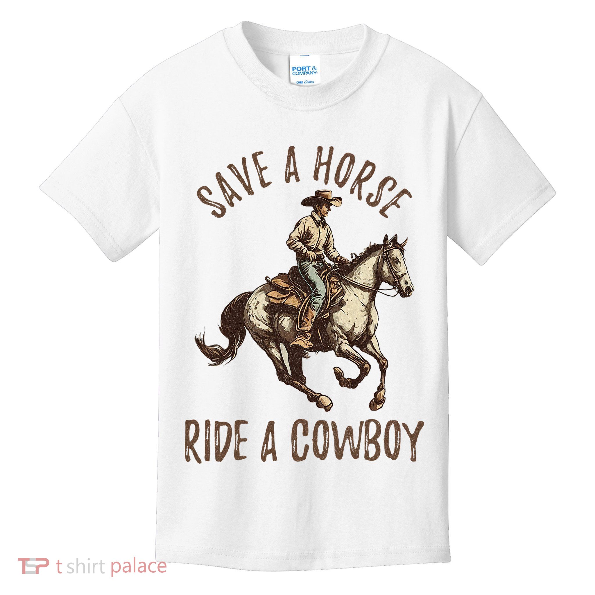 Vintage Save A Horse Ride A Cowboy Horseback Riding Horses Kids T-Shirt