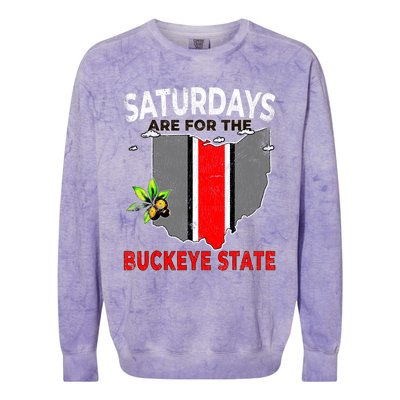 Vintage Saturdays Are For The Buckeye State Grunge Colorblast Crewneck Sweatshirt