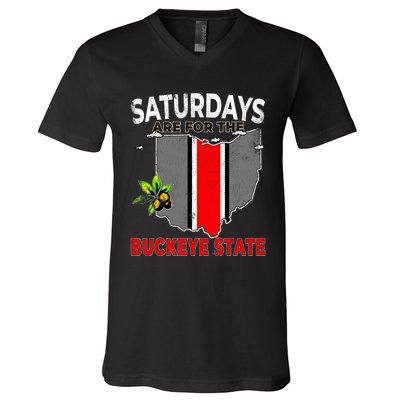 Vintage Saturdays Are For The Buckeye State Grunge V-Neck T-Shirt