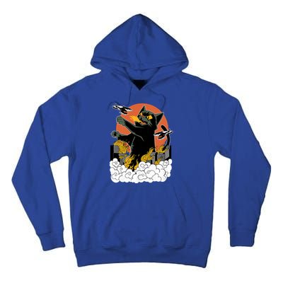 Vintage Sunset Attack Giant Cat Black Japanese Catzilla Sunset Tall Hoodie