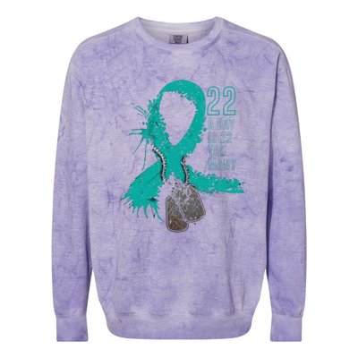 Veteran Suicide Awareness Ribbon 22 A Day Is 22 Too Many Colorblast Crewneck Sweatshirt