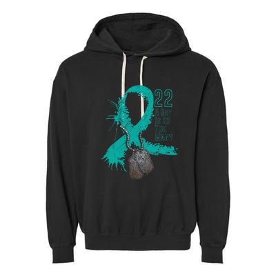 Veteran Suicide Awareness Ribbon 22 A Day Is 22 Too Many Garment-Dyed Fleece Hoodie