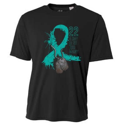 Veteran Suicide Awareness Ribbon 22 A Day Is 22 Too Many Cooling Performance Crew T-Shirt