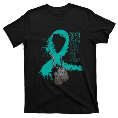 Veteran Suicide Awareness Ribbon 22 A Day Is 22 Too Many T-Shirt