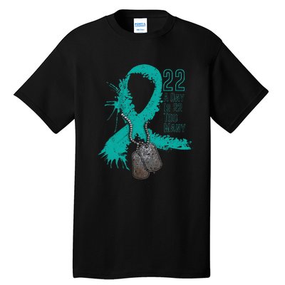 Veteran Suicide Awareness Ribbon 22 A Day Is 22 Too Many Tall T-Shirt