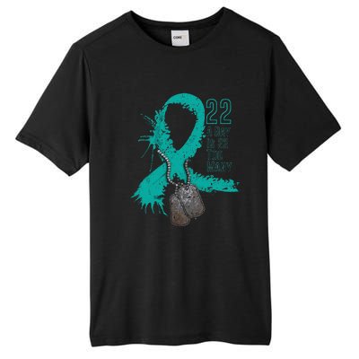 Veteran Suicide Awareness Ribbon 22 A Day Is 22 Too Many Tall Fusion ChromaSoft Performance T-Shirt