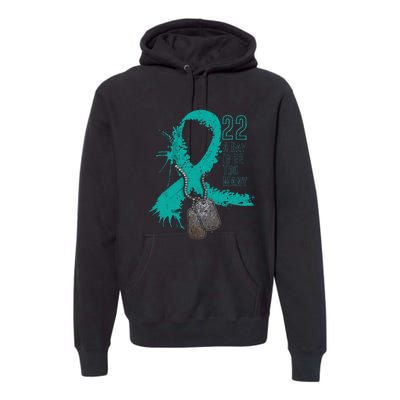 Veteran Suicide Awareness Ribbon 22 A Day Is 22 Too Many Premium Hoodie