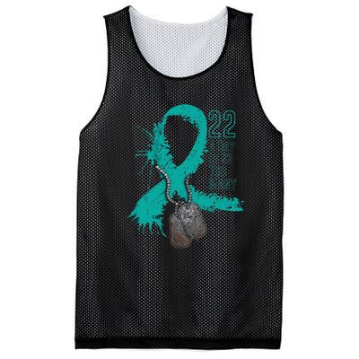 Veteran Suicide Awareness Ribbon 22 A Day Is 22 Too Many Mesh Reversible Basketball Jersey Tank