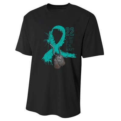 Veteran Suicide Awareness Ribbon 22 A Day Is 22 Too Many Performance Sprint T-Shirt