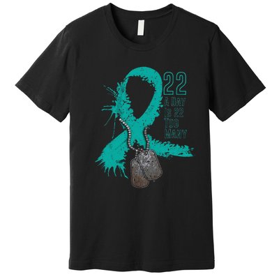 Veteran Suicide Awareness Ribbon 22 A Day Is 22 Too Many Premium T-Shirt