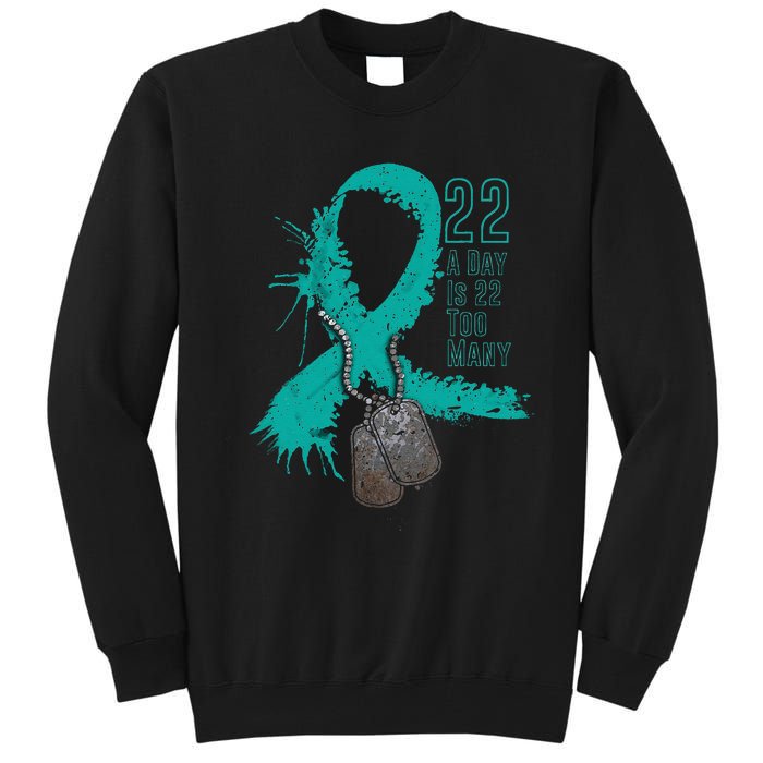 Veteran Suicide Awareness Ribbon 22 A Day Is 22 Too Many Tall Sweatshirt