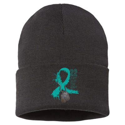 Veteran Suicide Awareness Ribbon 22 A Day Is 22 Too Many Sustainable Knit Beanie