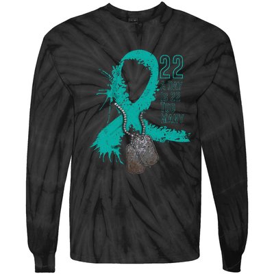 Veteran Suicide Awareness Ribbon 22 A Day Is 22 Too Many Tie-Dye Long Sleeve Shirt