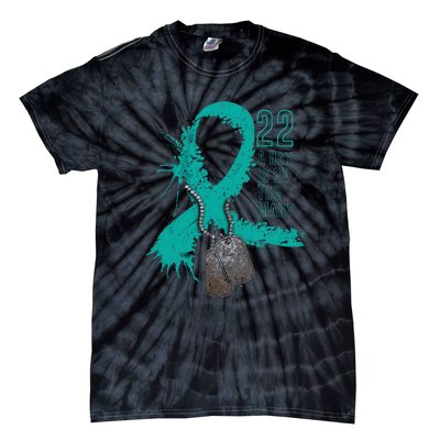 Veteran Suicide Awareness Ribbon 22 A Day Is 22 Too Many Tie-Dye T-Shirt