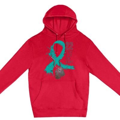 Veteran Suicide Awareness Ribbon 22 A Day Is 22 Too Many Premium Pullover Hoodie