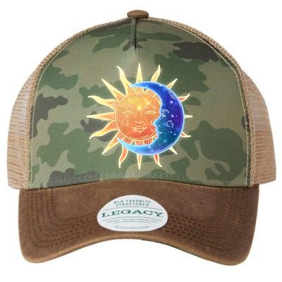 Vintage Sun And Moon Galaxy Legacy Tie Dye Trucker Hat