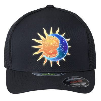 Vintage Sun And Moon Galaxy Flexfit Unipanel Trucker Cap