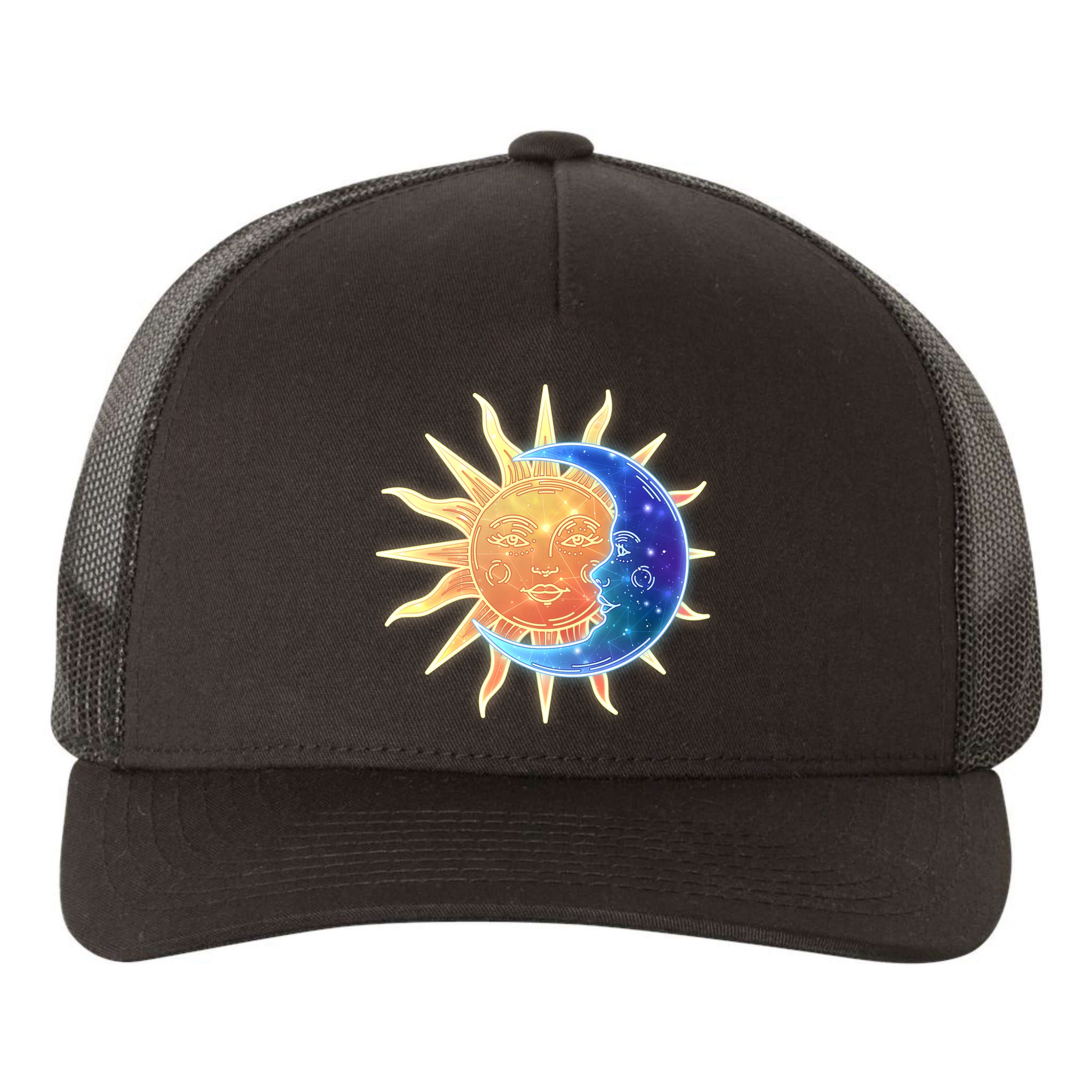 Vintage Sun And Moon Galaxy Yupoong Adult 5-Panel Trucker Hat