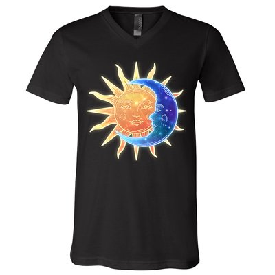 Vintage Sun And Moon Galaxy V-Neck T-Shirt