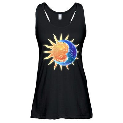 Vintage Sun And Moon Galaxy Ladies Essential Flowy Tank