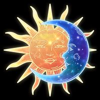 Vintage Sun And Moon Galaxy Flat Bill Trucker Hat