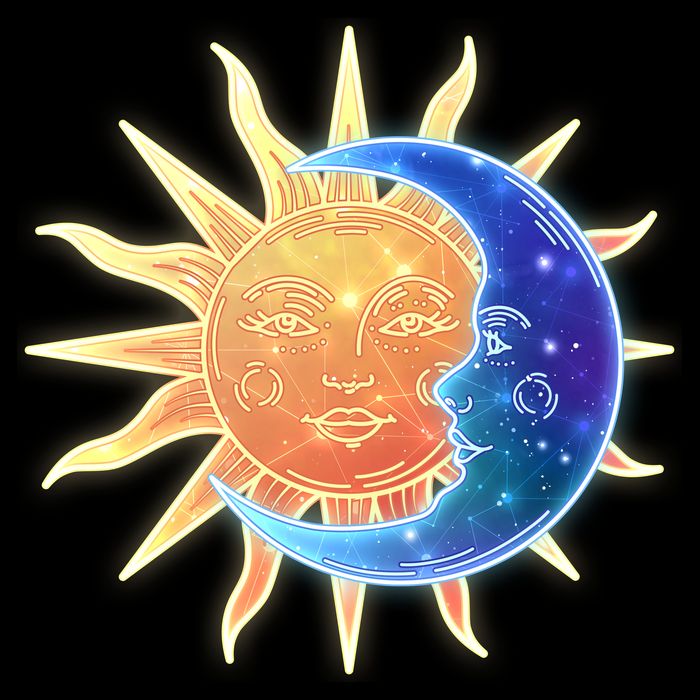 Vintage Sun And Moon Galaxy Flat Bill Trucker Hat