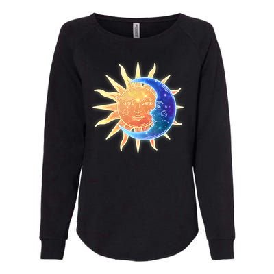 Vintage Sun And Moon Galaxy Womens California Wash Sweatshirt