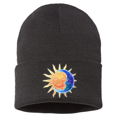 Vintage Sun And Moon Galaxy Sustainable Knit Beanie