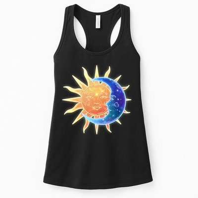 Vintage Sun And Moon Galaxy Womens Tank Top