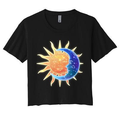 Vintage Sun And Moon Galaxy Crop Top