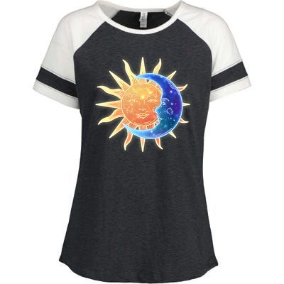 Vintage Sun And Moon Galaxy Enza Ladies Jersey Colorblock Tee