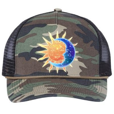 Vintage Sun And Moon Galaxy Retro Rope Trucker Hat Cap