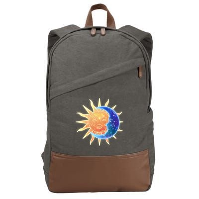 Vintage Sun And Moon Galaxy Cotton Canvas Backpack