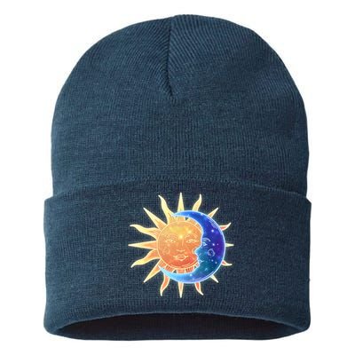 Vintage Sun And Moon Galaxy Sustainable Knit Beanie