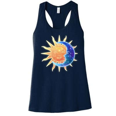 Vintage Sun And Moon Galaxy Women's Racerback Tank