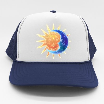 Vintage Sun And Moon Galaxy Trucker Hat