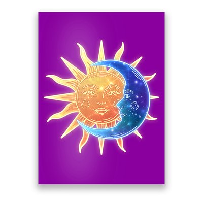 Vintage Sun And Moon Galaxy Poster