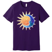 Vintage Sun And Moon Galaxy Premium T-Shirt