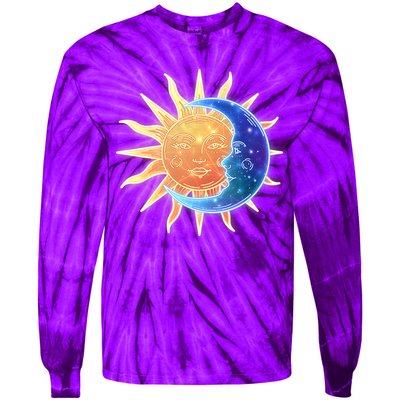 Vintage Sun And Moon Galaxy Tie-Dye Long Sleeve Shirt