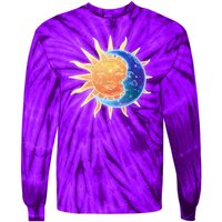 Vintage Sun And Moon Galaxy Tie-Dye Long Sleeve Shirt