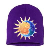 Vintage Sun And Moon Galaxy Short Acrylic Beanie