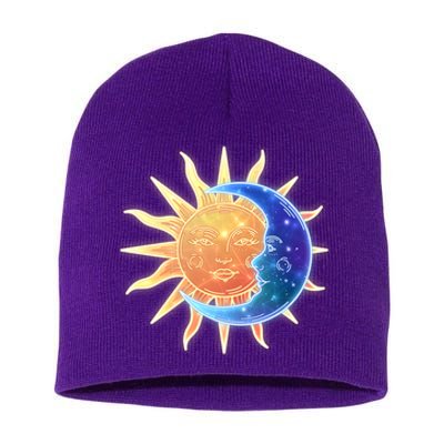 Vintage Sun And Moon Galaxy Short Acrylic Beanie