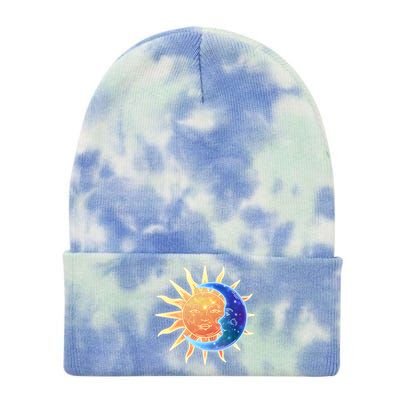 Vintage Sun And Moon Galaxy Tie Dye 12in Knit Beanie