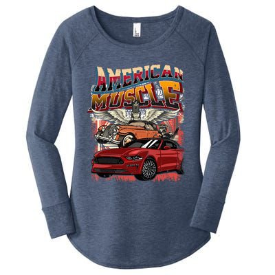 Vintage Streetwear American Muscle Car Women's Perfect Tri Tunic Long Sleeve Shirt