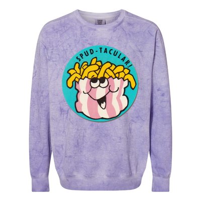 Vintage Scratch And Sniff Sticker French Fries Spud Tacular Colorblast Crewneck Sweatshirt