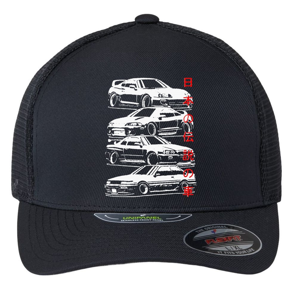 Vintage Skyline Automotive Jdm Legend Tuning Car Flexfit Unipanel Trucker Cap