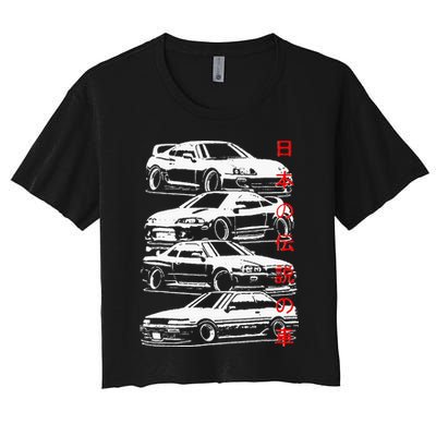 Vintage Skyline Automotive Jdm Legend Tuning Car Women's Crop Top Tee