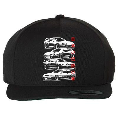 Vintage Skyline Automotive Jdm Legend Tuning Car Wool Snapback Cap